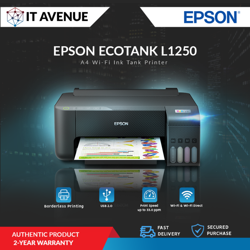 Epson Ecotank L1250 A4 Wi Fi Ink Tank Printer It Avenue Ph 0166